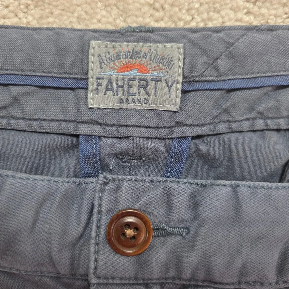 NEW Faherty Mens‎ Stretch Chino Pants Navy Blue Garment Dyed Size 38X34 Pockets